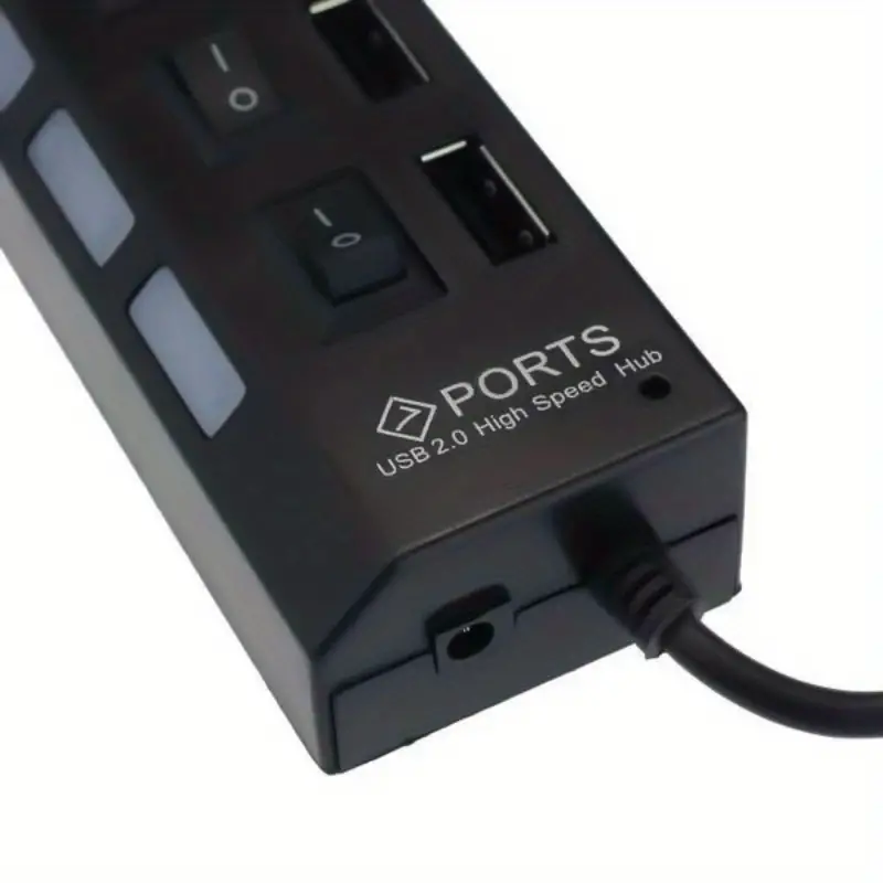 7ポートLED USB2.0アダプターハブ PC/ノートPC用電源オン/オフスイッチ